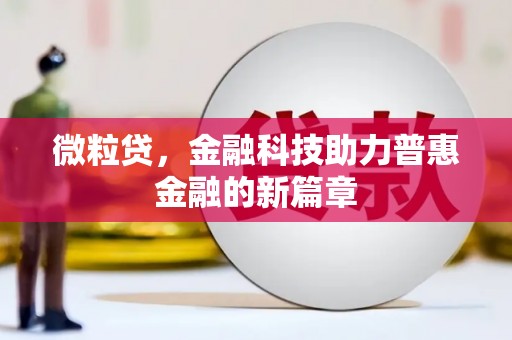 禹城微粒贷，金融科技助力普惠金融的新篇章