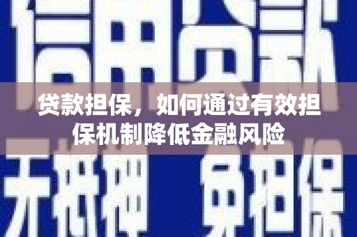 禹城贷款担保，如何通过有效担保机制降低金融风险