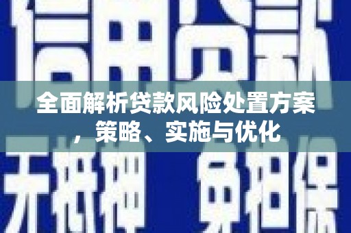 禹城全面解析贷款风险处置方案，策略、实施与优化