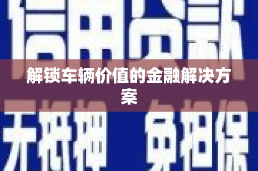 禹城解锁车辆价值的金融解决方案
