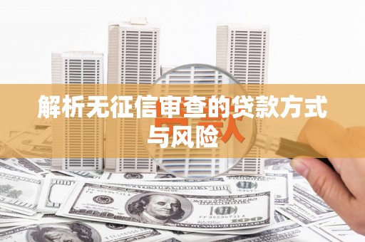 禹城解析无征信审查的贷款方式与风险